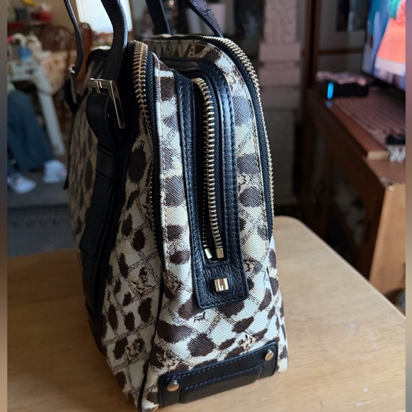 Brown and Black Leopard Print Satchel with Leather Accents . Wallet included . - Picture 16 of 17